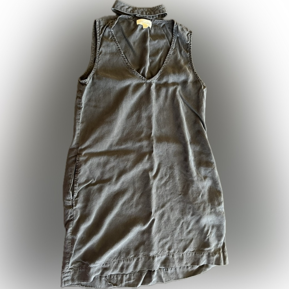 Sleeveless Gray Tencel Mini Dress with Pockets | Cloth & Stone | Size XS